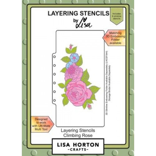 climbing rose layering stencils set  - by lisa horton LHCAS020